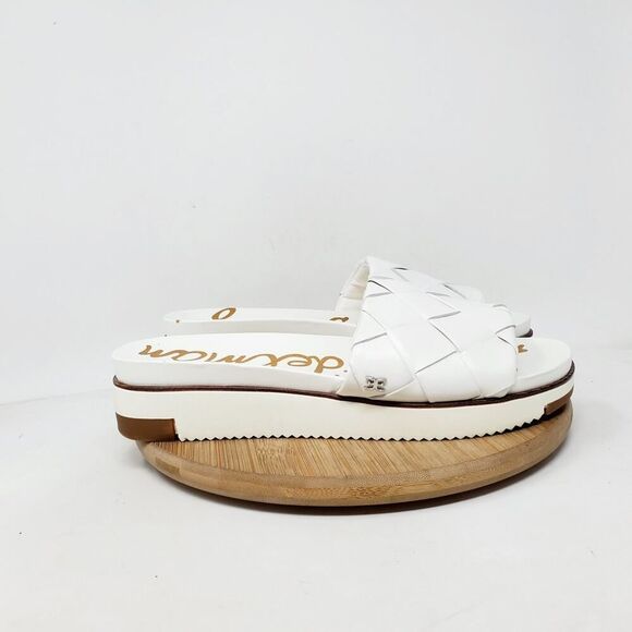 Sam Edelman Sandals Womens 7.5 Adaley White Slide Slip On Shoes Woven Platform - Picture 2 of 13